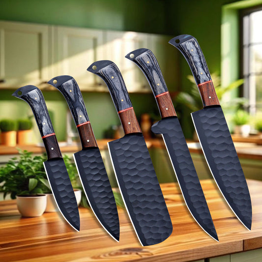 Banff Cutlery - 5 Kitchen Knives Set With Leather Kit