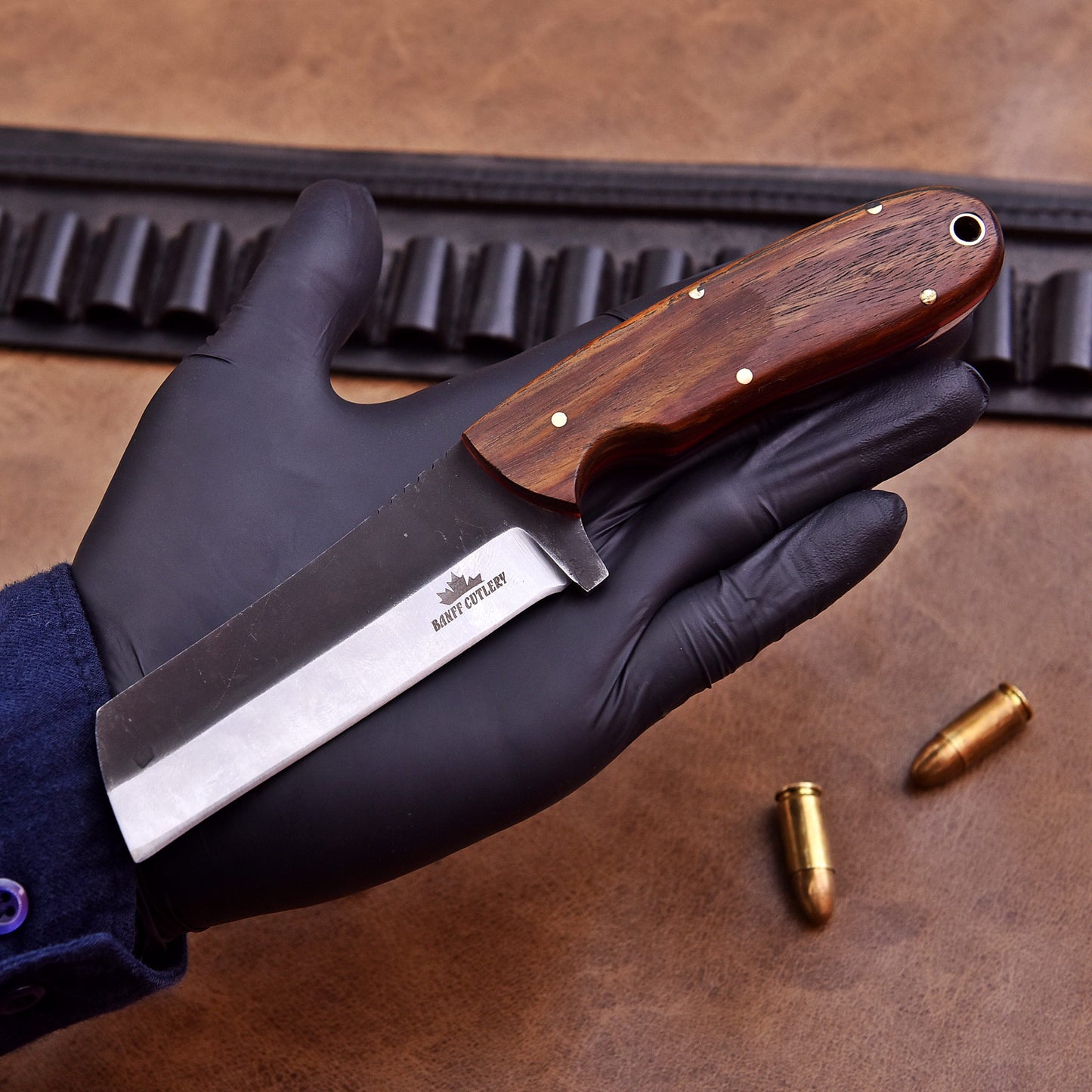 Horn Breaker Knife with ergonomic Ironwood handle and 4-inch D2 steel blade, perfect for EDC and outdoor enthusiasts.