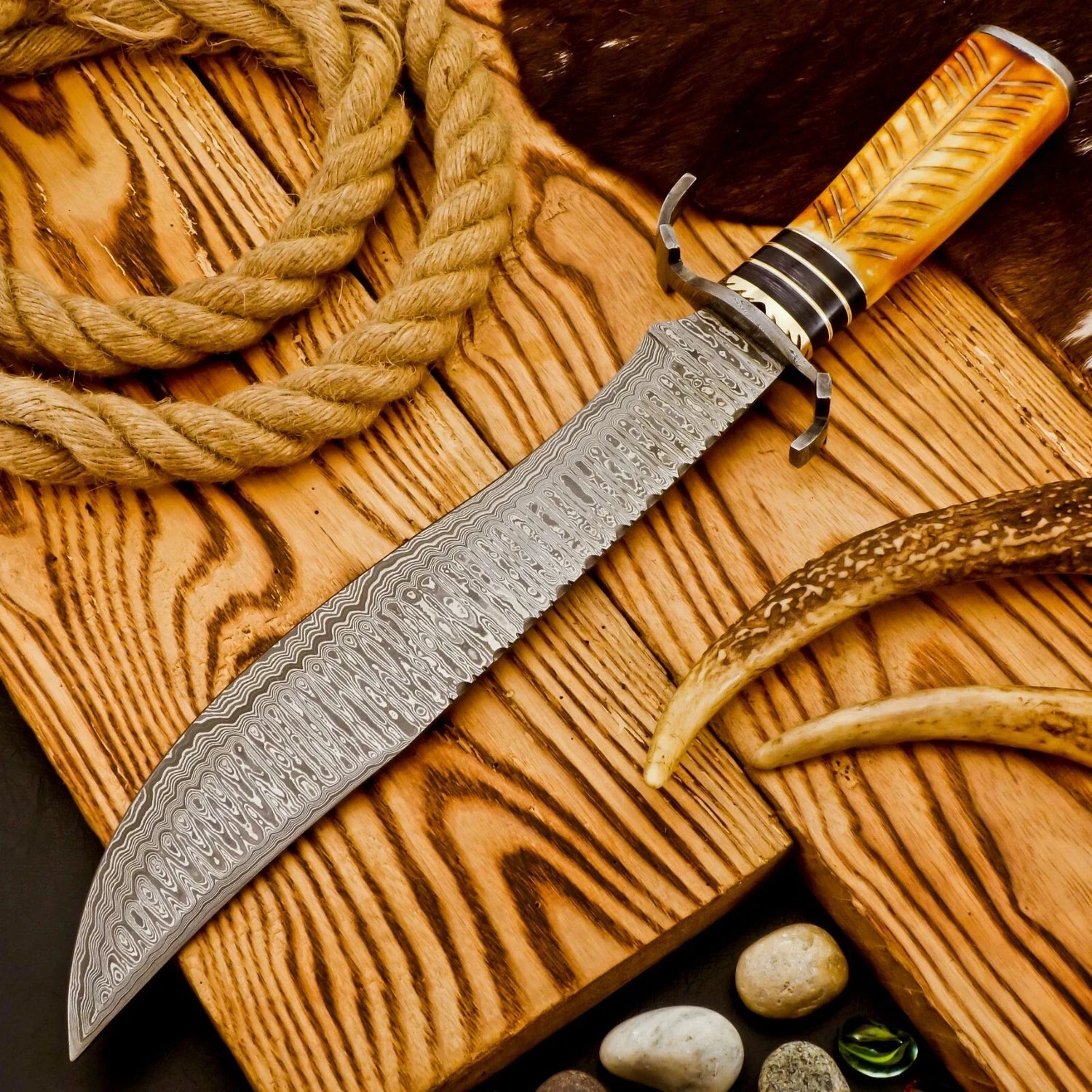 Premium handcrafted Bowie knives featuring Damascus steel, high carbon steel, and fixed blade hunting knives by Banff Cutlery