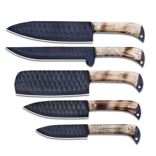 Banff Cutlery - 5 Kitchen Knives Set With Leather Kit