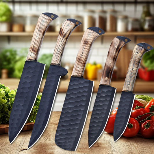 Banff Cutlery - 5 Kitchen Knives Set With Leather Kit