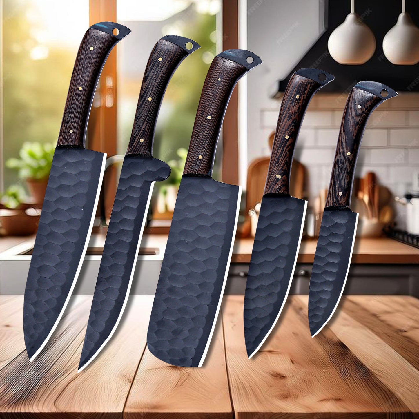 Banff Cutlery - 5 Kitchen Knives Set With Leather Kit