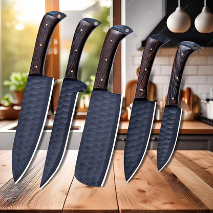 Banff Cutlery - 5 Kitchen Knives Set With Leather Kit