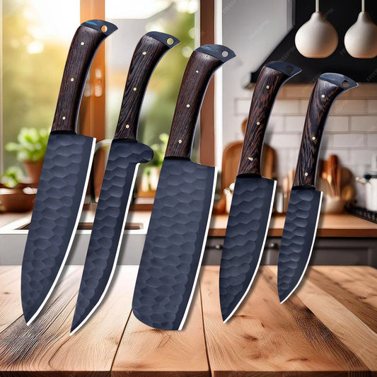 Banff Cutlery - 5 Kitchen Knives Set With Leather Kit