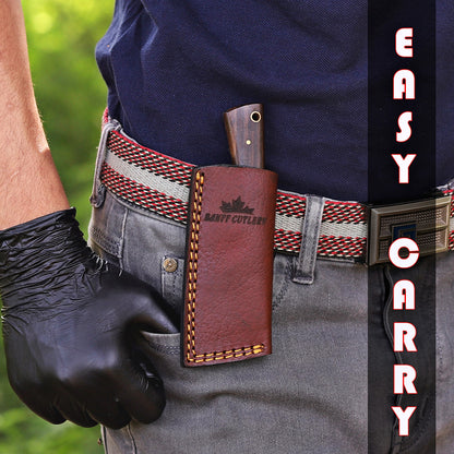 Banff - Short Stack Fixed Blade Pocket Knife with leather Sheath