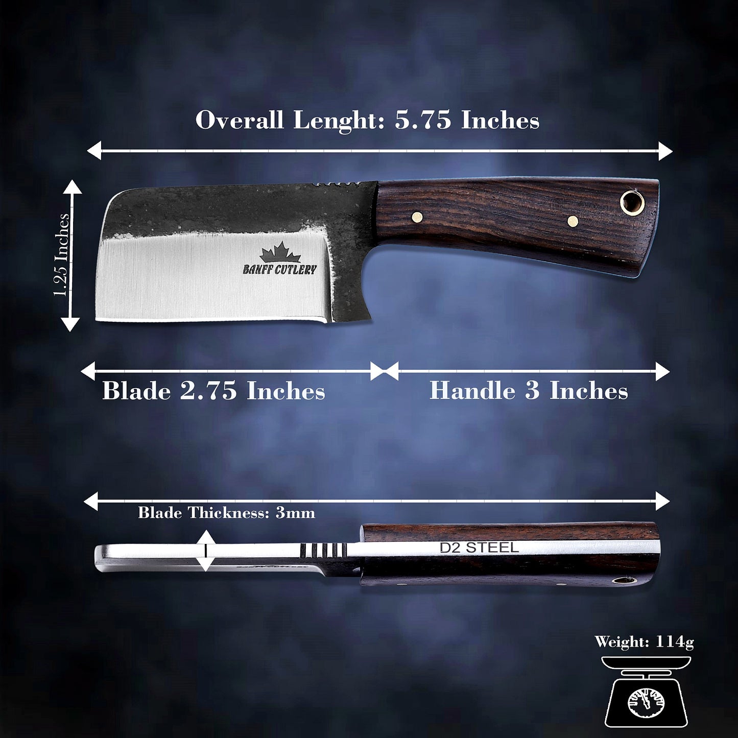 Banff - Short Stack Fixed Blade Pocket Knife with leather Sheath
