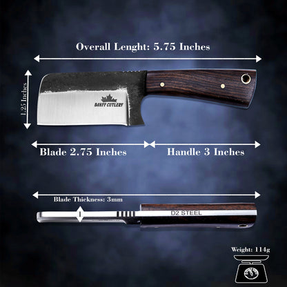 Banff - Short Stack Fixed Blade Pocket Knife with leather Sheath