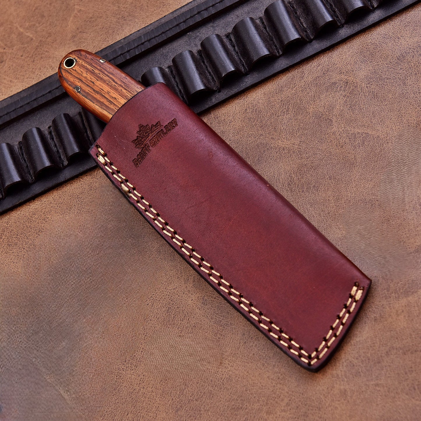 Banff Horn Breaker Cowboy Knife with leather sheath