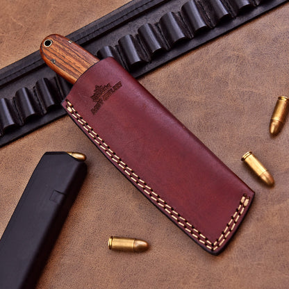 Premium Horn Breaker Knife with D2 steel blade and Ironwood handle for EDC, camping, and tactical use.