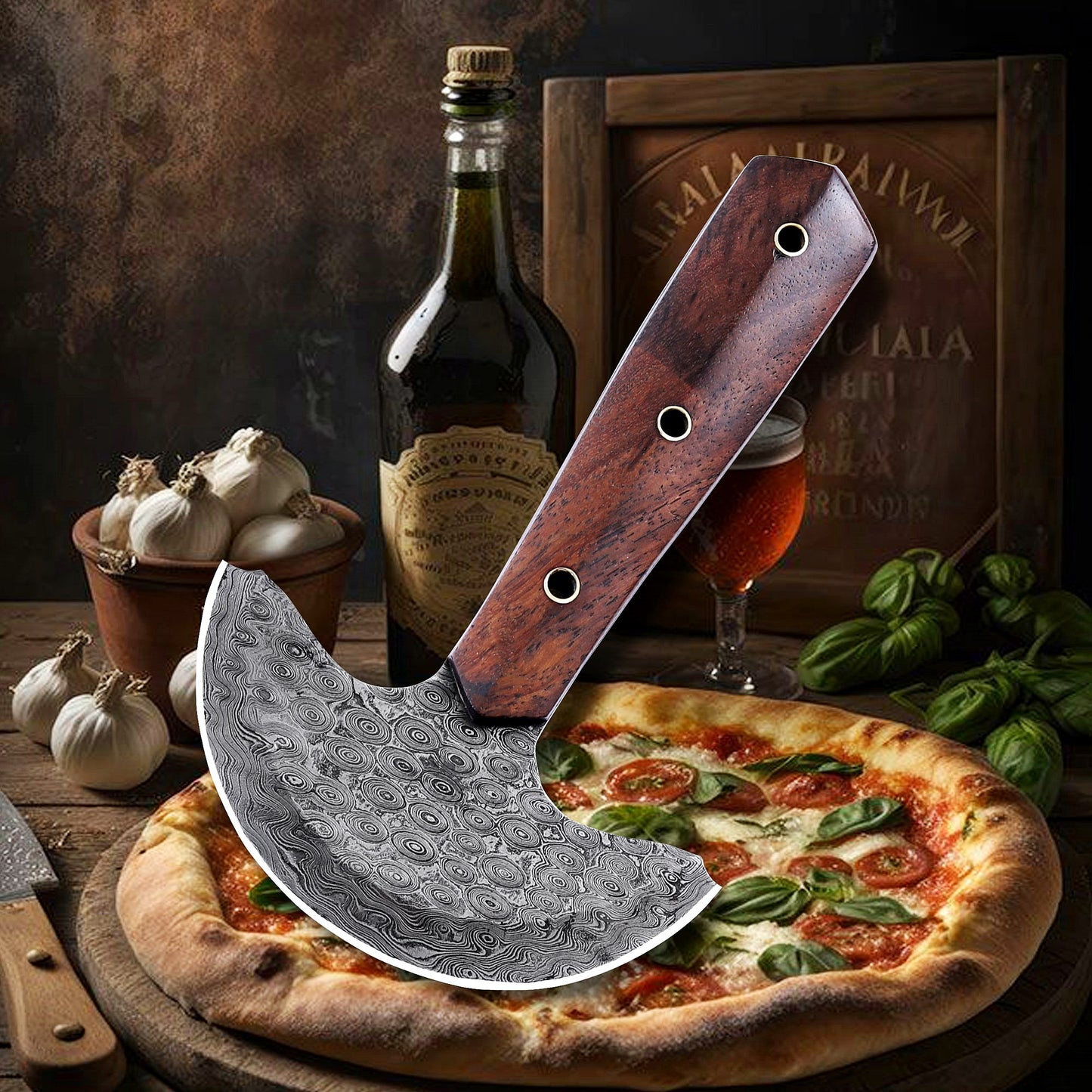 Banff Crescent Edge – Damascus Steel Ulu Knife
