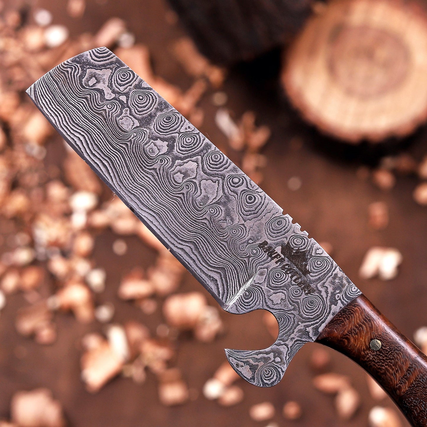 Handmade Damascus Steel Full Tang Cowboy Knife with leather sheath