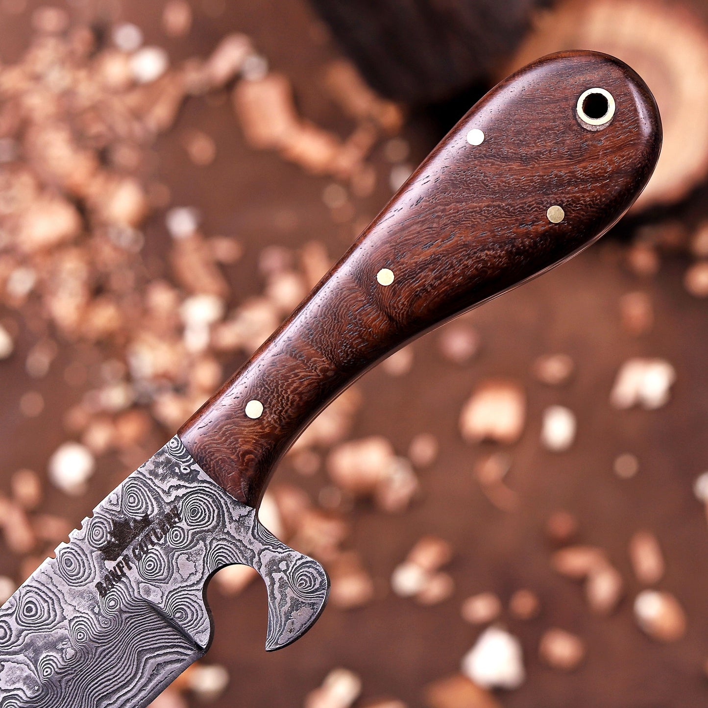 Handmade Damascus Steel Full Tang Cowboy Knife with leather sheath