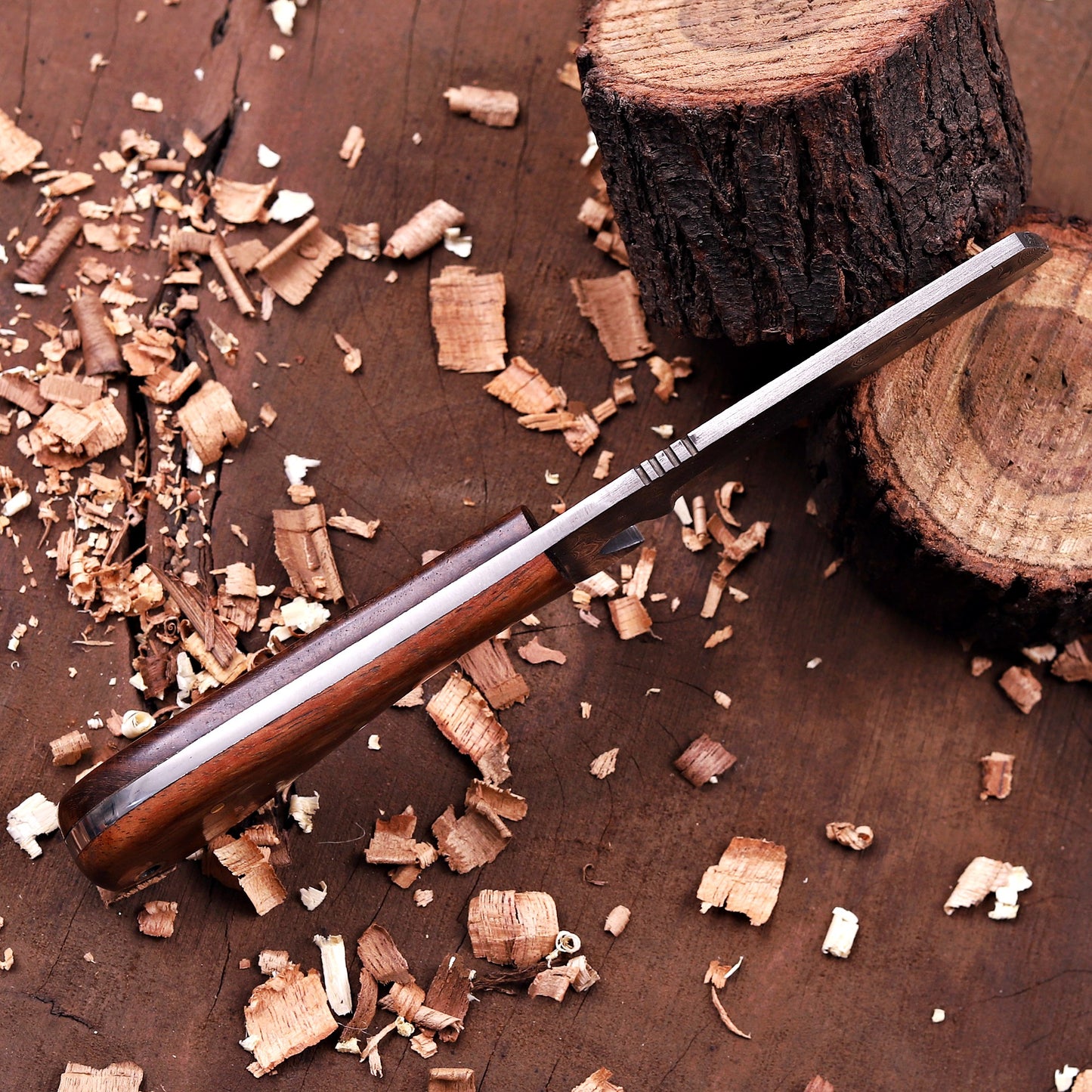 Handmade Damascus Steel Full Tang Cowboy Knife with leather sheath