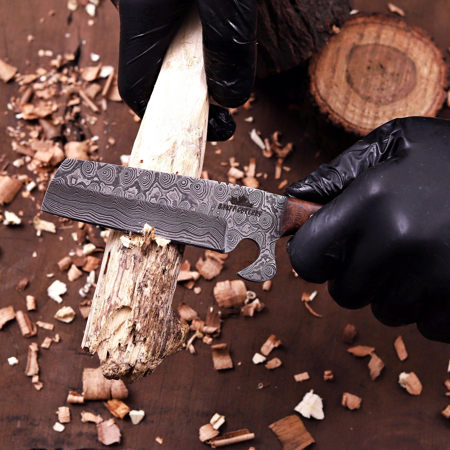 Handmade Damascus Steel Full Tang Cowboy Knife with leather sheath