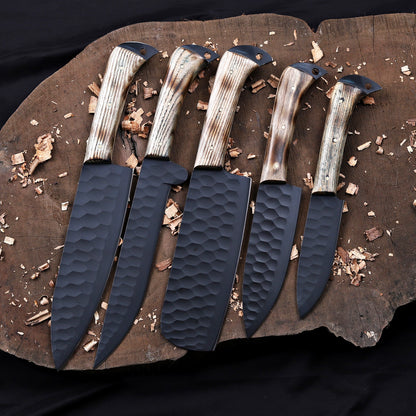 Banff Cutlery - 5 Kitchen Knives Set With Leather Kit