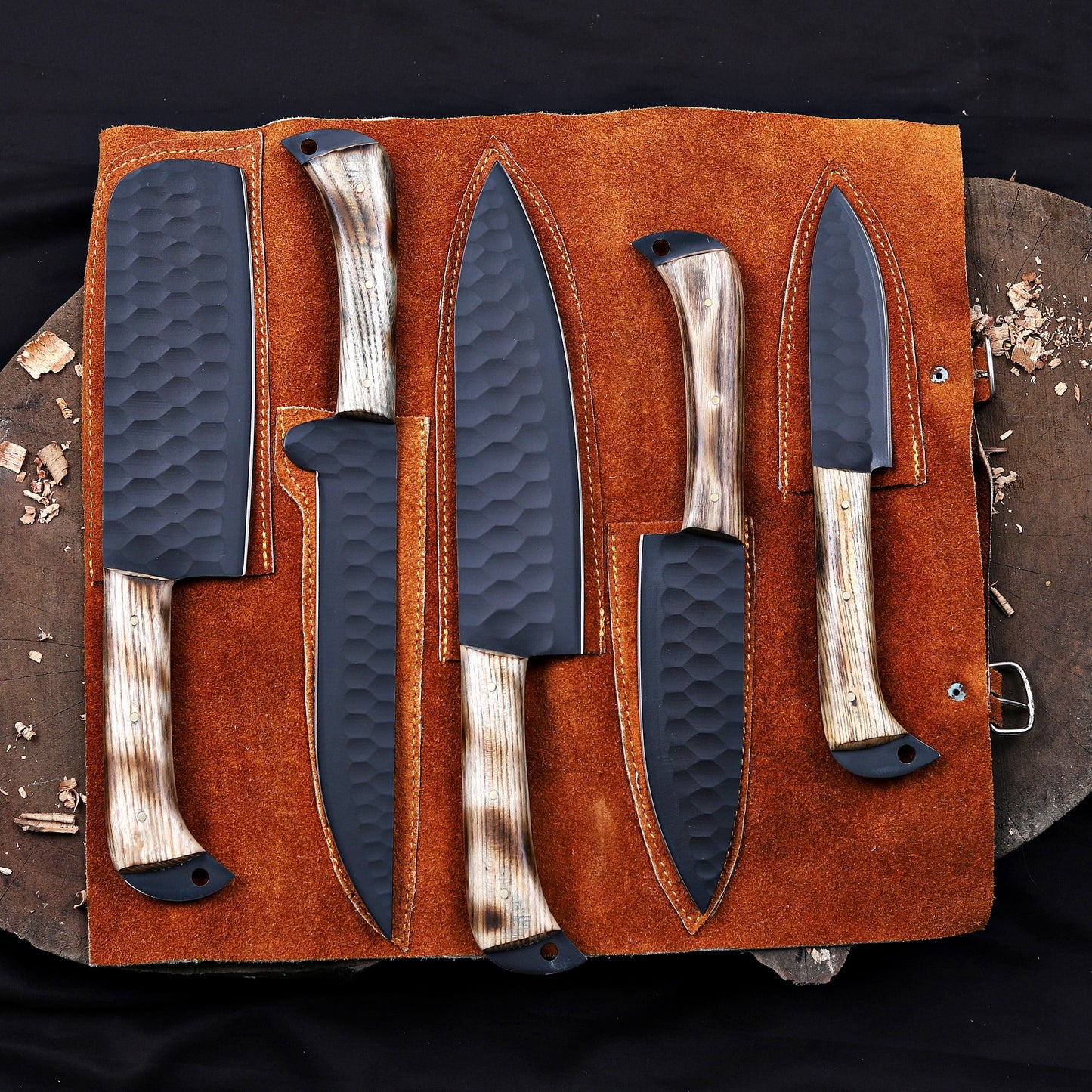 Banff Cutlery - 5 Kitchen Knives Set With Leather Kit