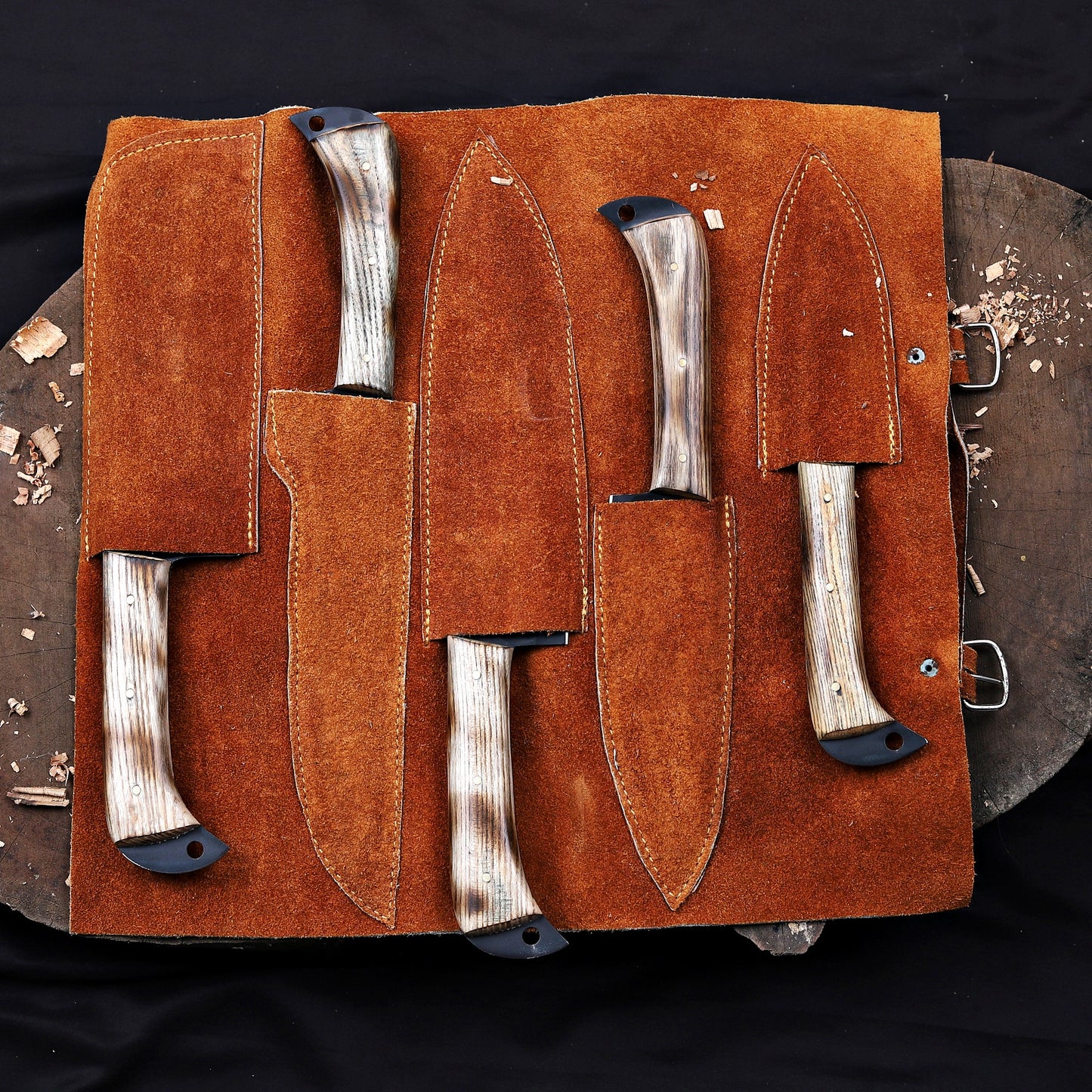 Banff Cutlery - 5 Kitchen Knives Set With Leather Kit