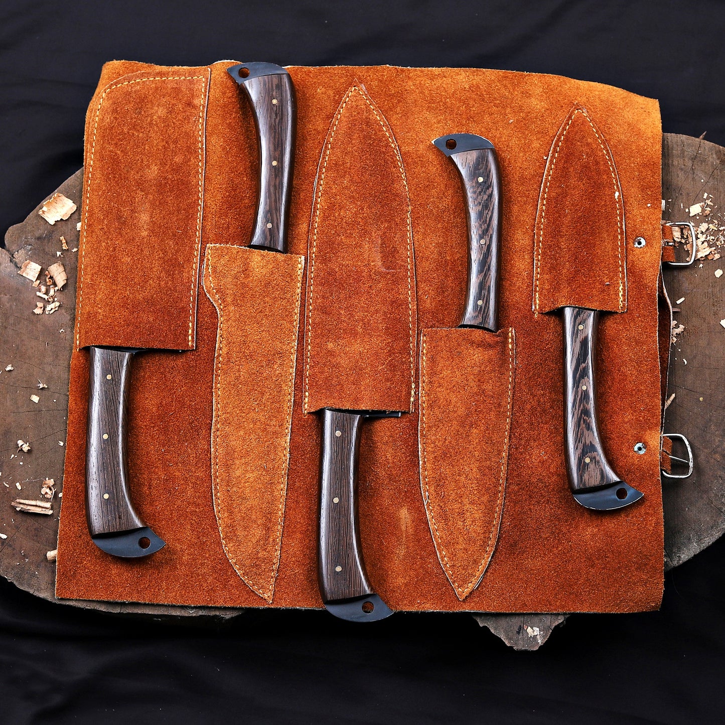 Banff Cutlery - 5 Kitchen Knives Set With Leather Kit