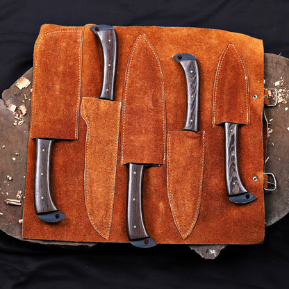 Banff Cutlery - 5 Kitchen Knives Set With Leather Kit