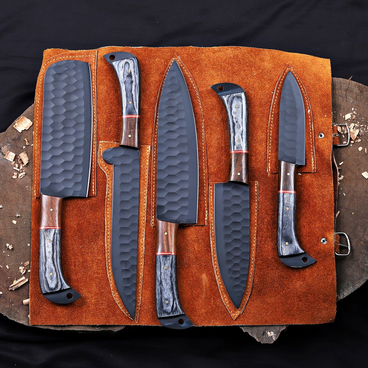 Banff Cutlery - 5 Kitchen Knives Set With Leather Kit