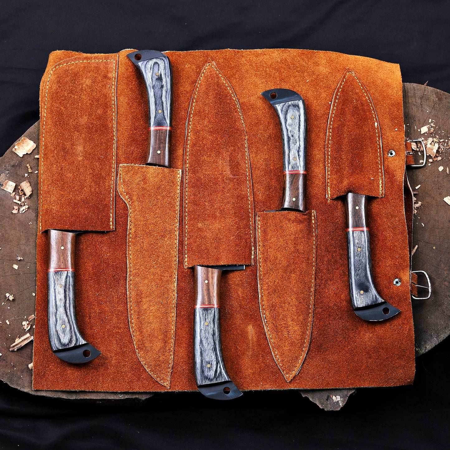 Banff Cutlery - 5 Kitchen Knives Set With Leather Kit