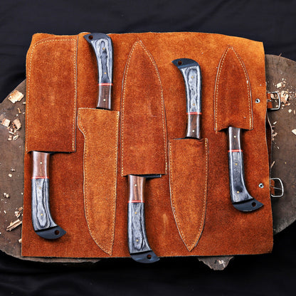 Banff Cutlery - 5 Kitchen Knives Set With Leather Kit