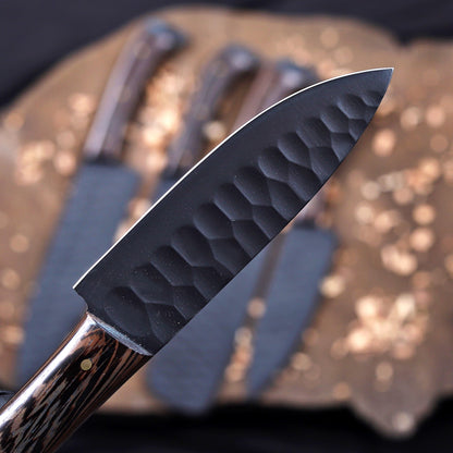 Banff Cutlery - 5 Kitchen Knives Set With Leather Kit