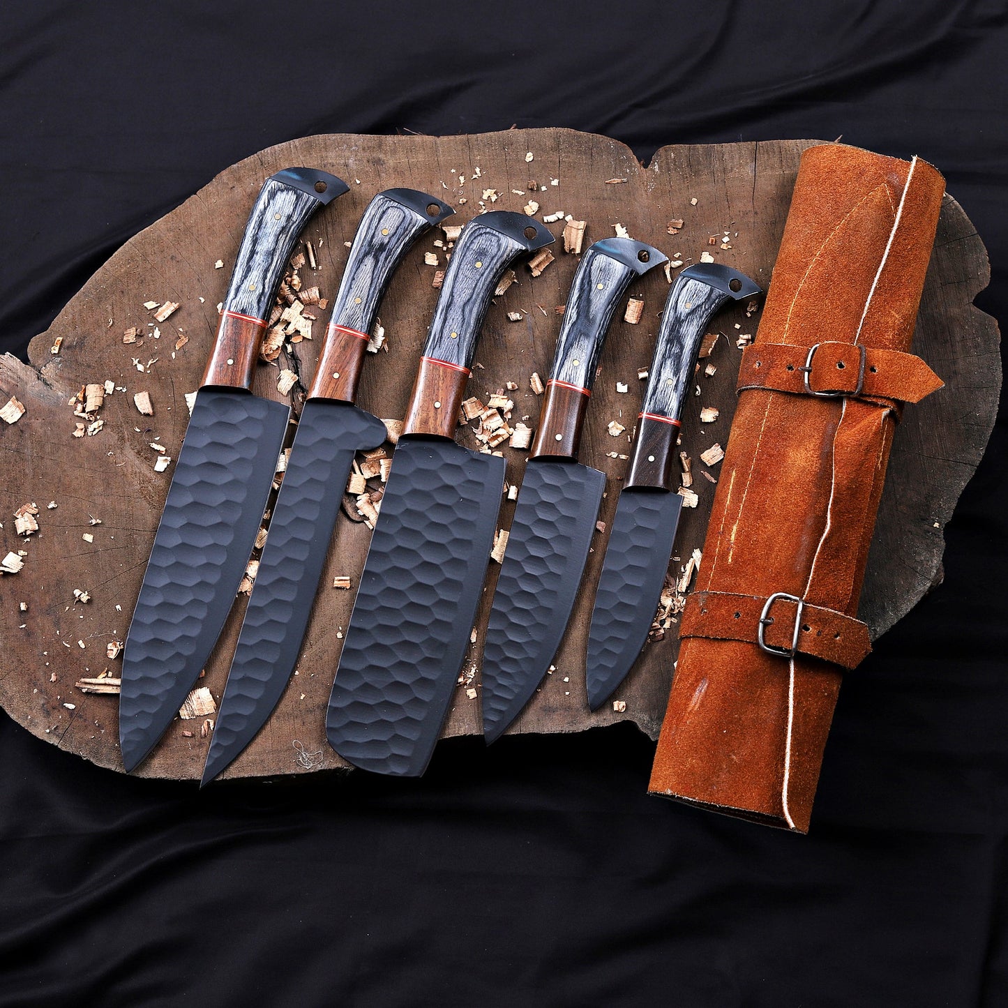 Banff Cutlery - 5 Kitchen Knives Set With Leather Kit
