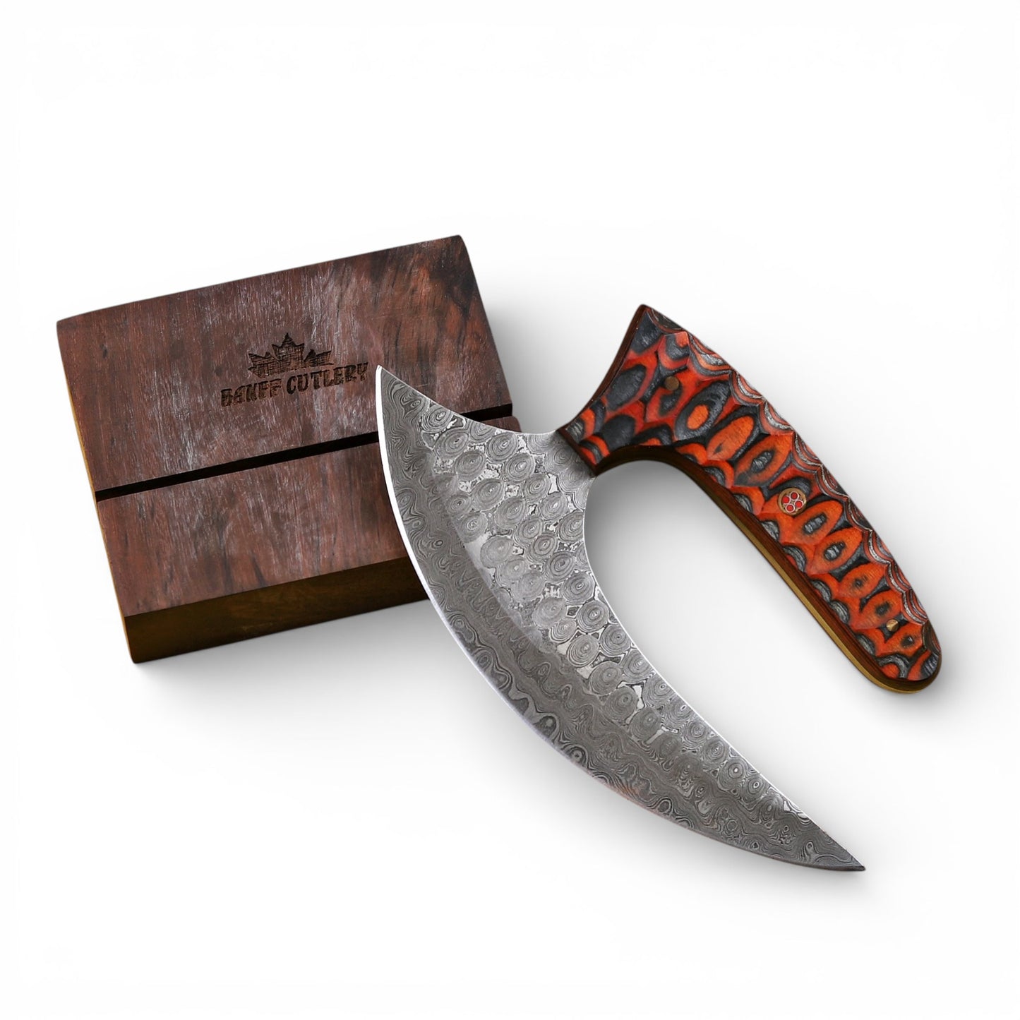 Banff Half Moon Damascus Steel Ulu Knife