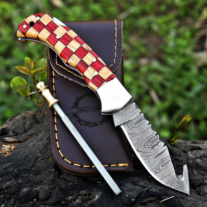 Banff Cutlery - Damascus Gut Hook Folding Knife