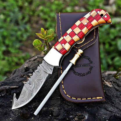 Banff Cutlery - Damascus Gut Hook Folding Knife